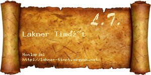 Lakner Timót névjegykártya